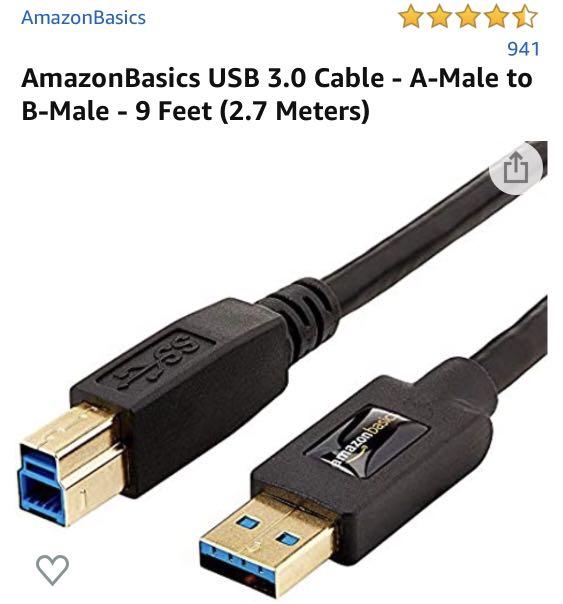 Amazonbasics Usb 3 0 Cable A Male To B Male 9 Feet 2 7 Meters Computers Tech Parts Accessories Cables Adaptors On Carousell