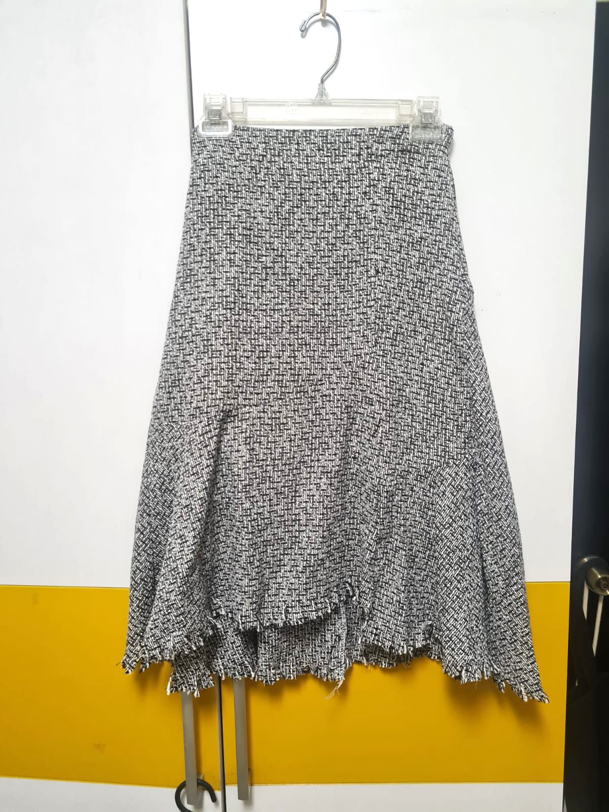 asymmetrical tweed skirt