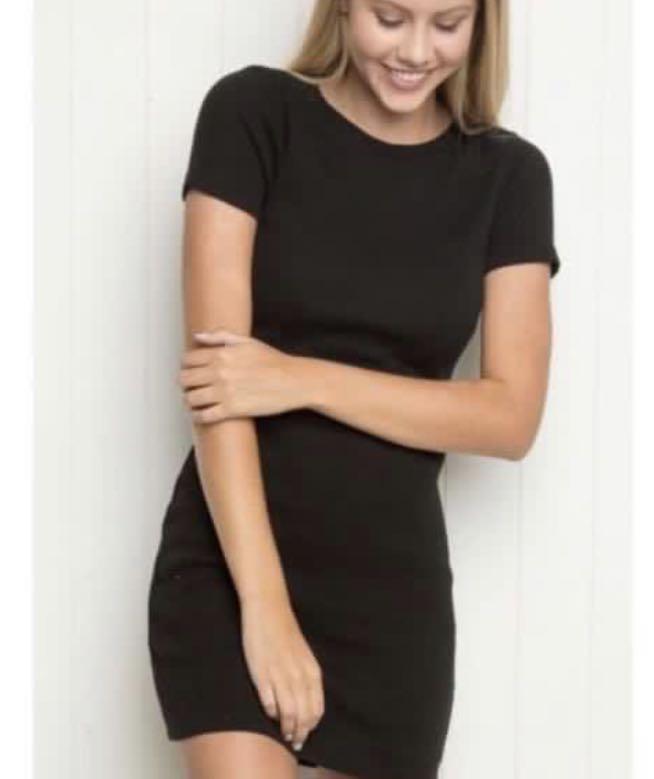 brandy melville black bodycon dress Tenika Contrast Bodycon Midi Dress Black Selfie Leslie