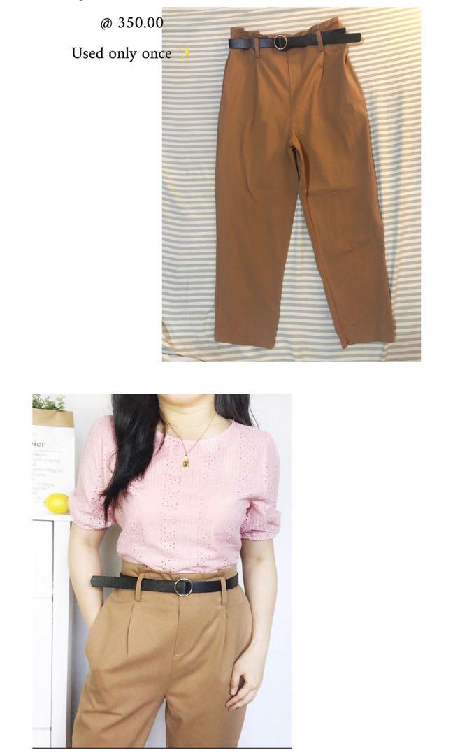 Brown highwaist trouser with belt (Category: Other Bottoms) located in Cebu City. Submitted by leesongcuya (Listing ID 1028375638, Image 1). Description: Used only once. .