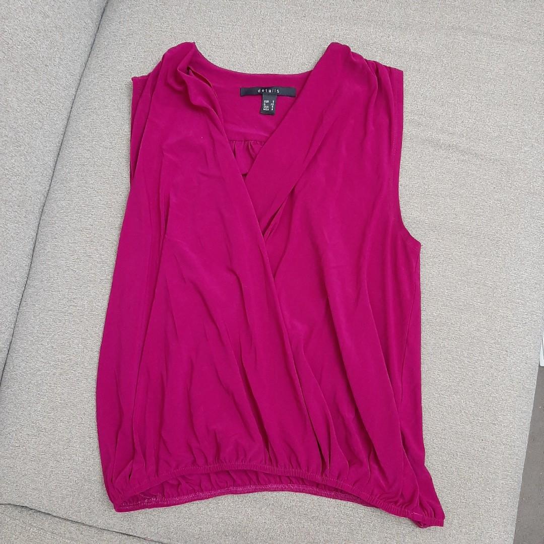 Details Fuchsia Sleeveless Top (Category: Sleeveless) located in Quezon City. Submitted by liambambam (Listing ID 1028257693, Image 2). Description: Details brand Bought from Shangri La Mall Size small but can fit upto medium Bust upto 36 Stretchy fabric, very nice Figure hugging.
