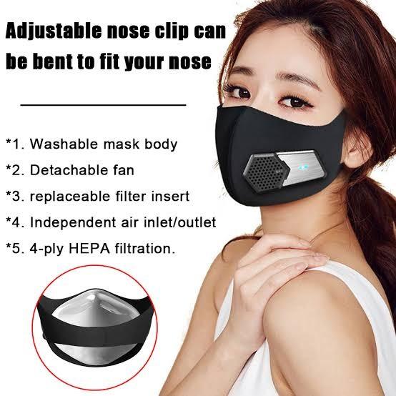 Face Mask with Fan Alexis Electric Protective Mask Wearable Air