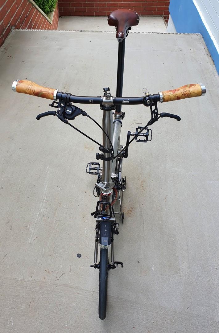 Custom builded Brompton full Titanium style 7 speed bike with titanium S Stem and H H titanium riser handlebar. Perfect Folding. Custom builded with