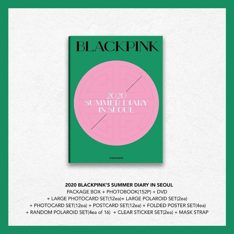 Incl. Random Blackpink Transparemt Photocard Set Blackpink 2020 Summer Diary in Seoul Kit Video 