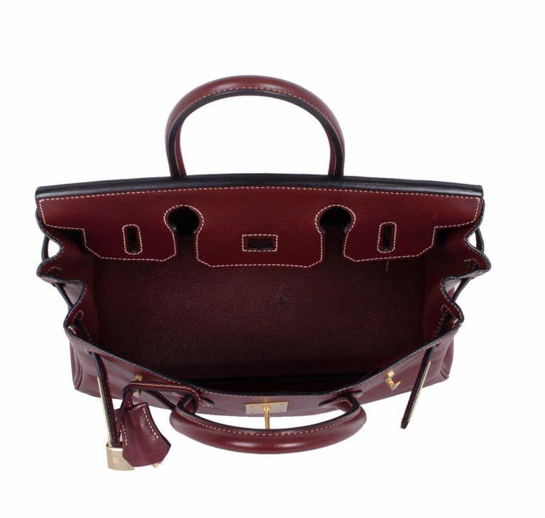 Authenticated used Hermes Hermes Birkin 30 Hand Bag Dobris Box Calf Red Rouge Ash K Engraved Silver Metal Fittings, Adult Unisex, Size: (HxWxD): 24cm