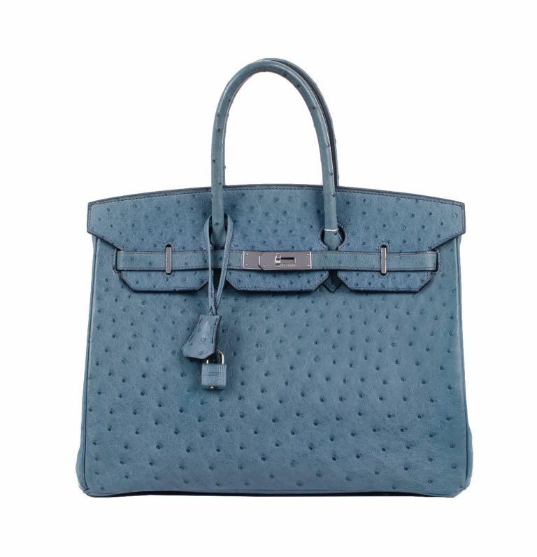 HERMES Birkin 35 Bleu Jean Ostrich Leather Bag, Luxury, Bags & Wallets on  Carousell