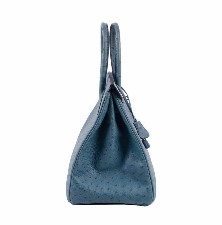 HERMES Birkin 35 Bleu Jean Ostrich Leather Bag, Luxury, Bags & Wallets on  Carousell