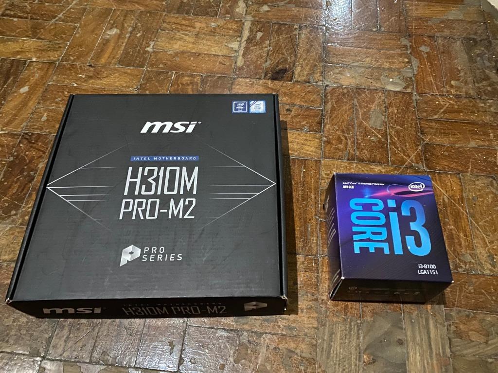 Intel Core I3 8100 Processor And Msi Motherboard H310m Pro M2 Bundle Electronics Computer Parts Accessories On Carousell