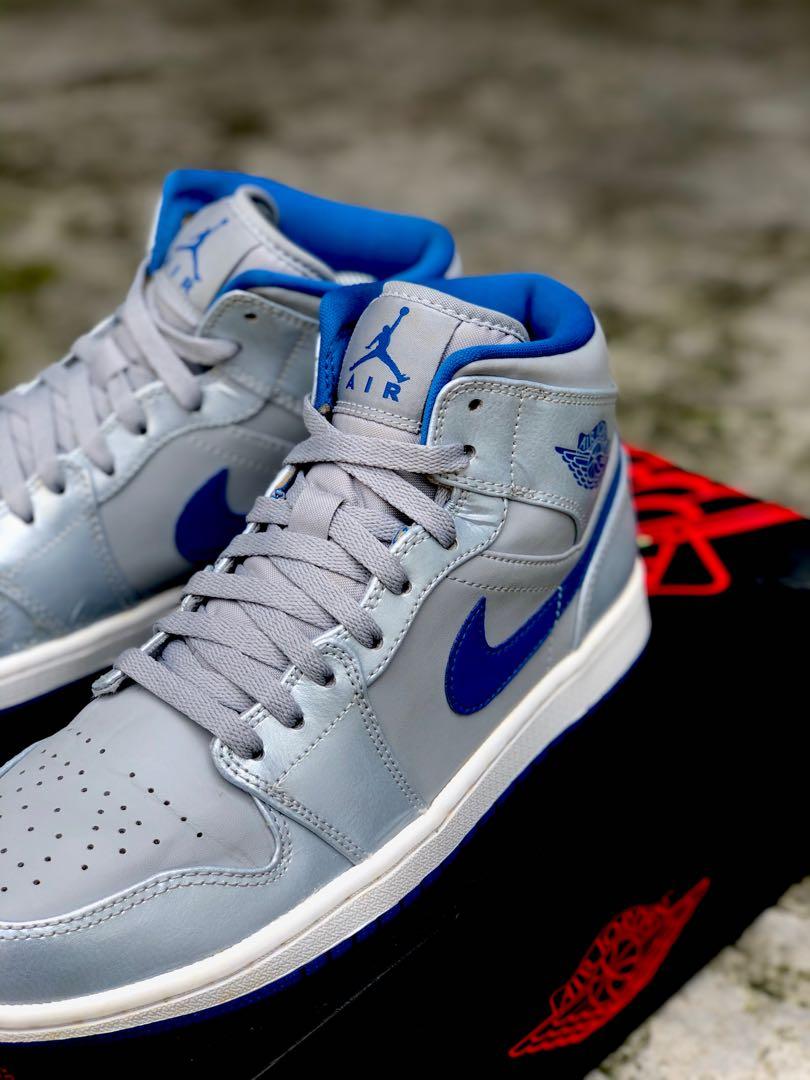 Air jordan 1 mid wolf grey sport blue top