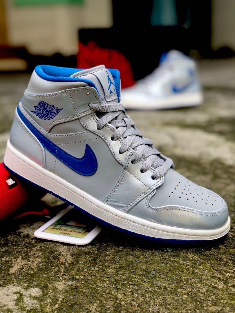 Air jordan 1 mid wolf grey sport blue top