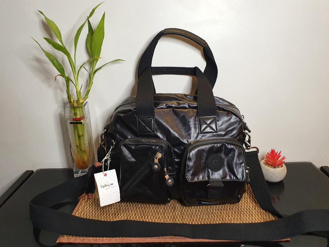 Kipling Defea Satchel Bag Mettalic Black