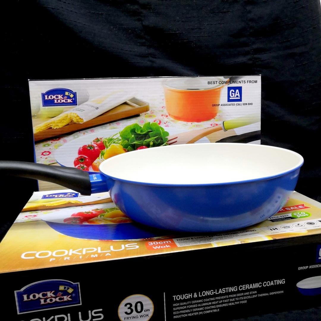 Lock & Lock Cookplus Prima 30cm Ceramic Wok, Furniture & Home Living