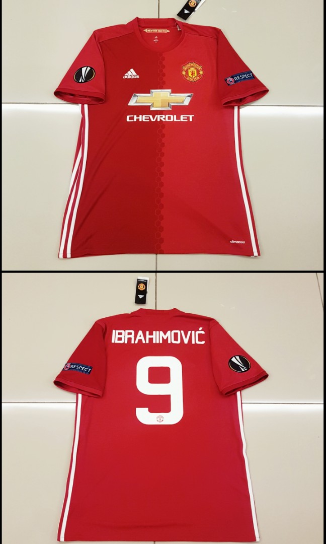 Authentic Manchester United 16-17 Home Jersey BNWT #9 IBRAHIMOVIC UEFA  Europa League, Men's Fashion, Activewear on Carousell