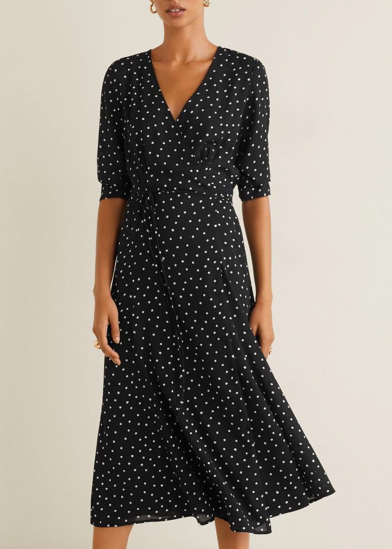 Mango midi polka dot wrap dress Women s Fashion Dresses Sets