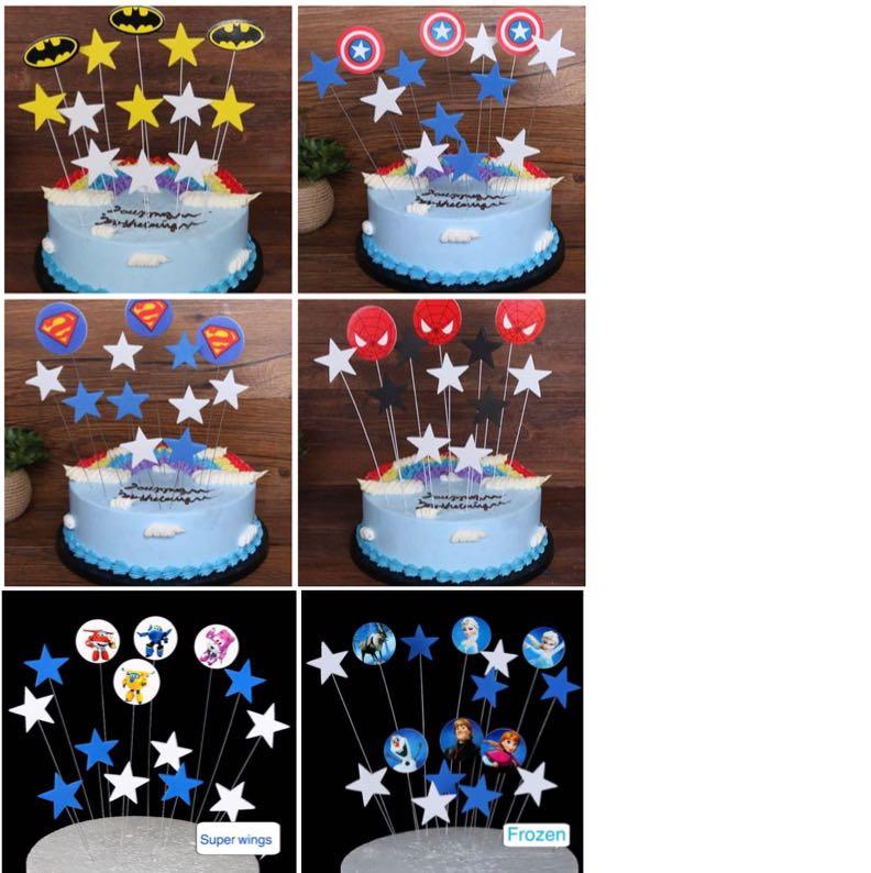Available New Eva Foam Birthday Cake Topper Decoration Frozen Super Wings Plane Superhero Spiderman Avenger Superman Cake Insert Captain America Marvel Batman Spidermen Design Craft Art Prints On Carousell
