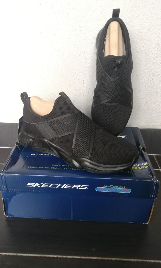 NEW ORI Skechers Men Drafter all black Shoe Sneakers hollowback