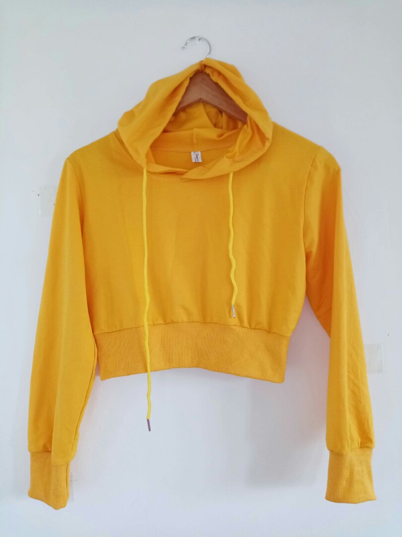 crop top yellow hoodie