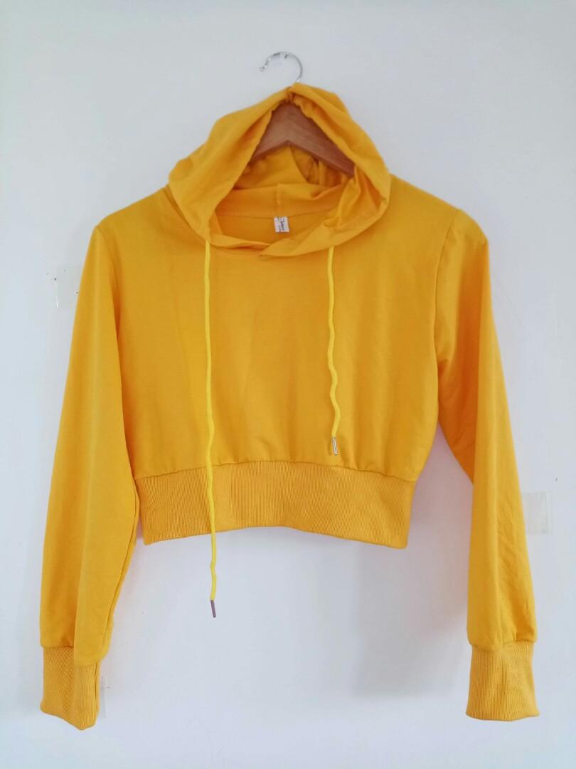 crop top hoodie yellow
