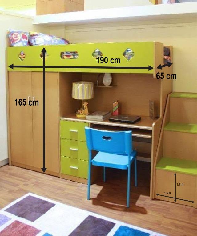 Pre Loved Loft Bed With Built In Cabinet Drawers And Desk Home Furniture Furniture Fixtures Beds Mattresses On Carousell