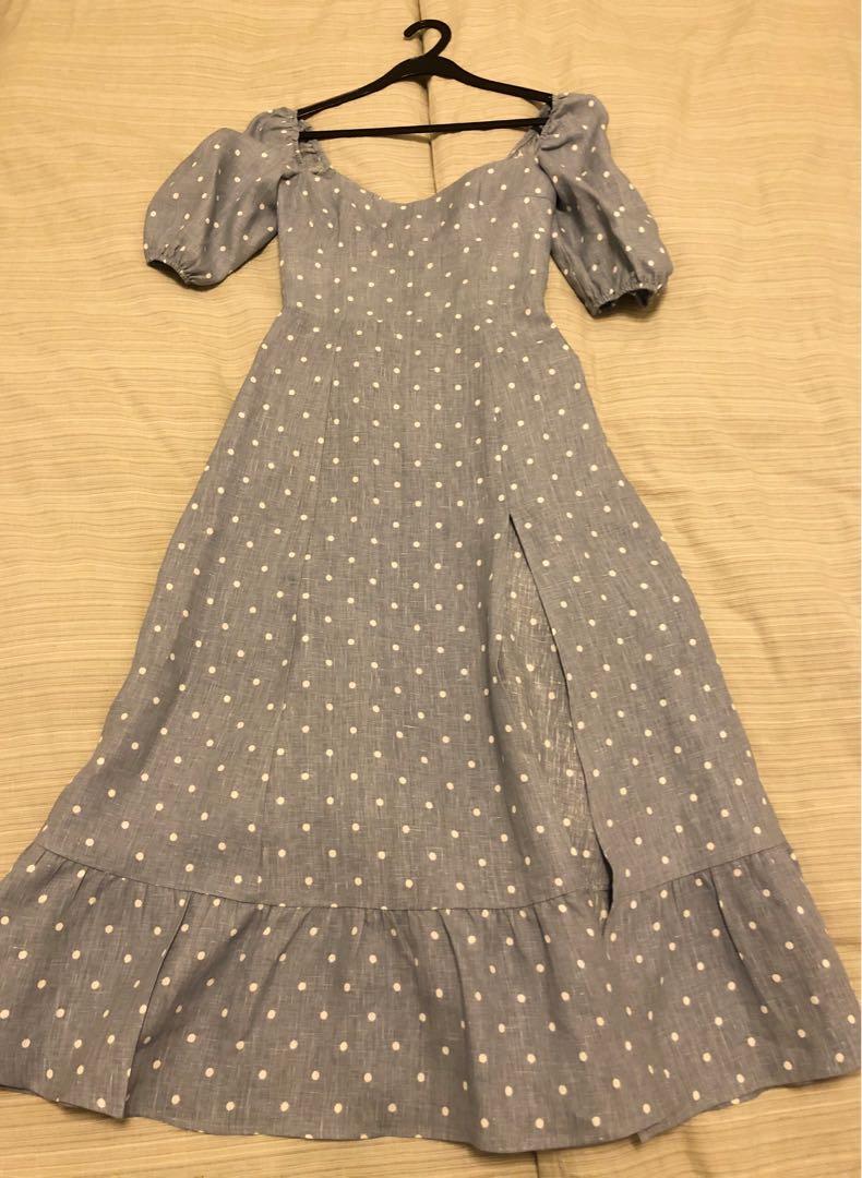 Reformation blue polka dot shop dress