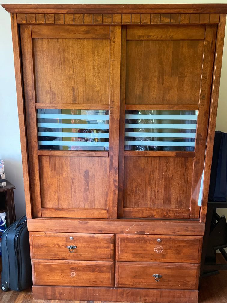 Rubber Wood Wardrobe, Furniture & Home Living, Furniture, Shelves