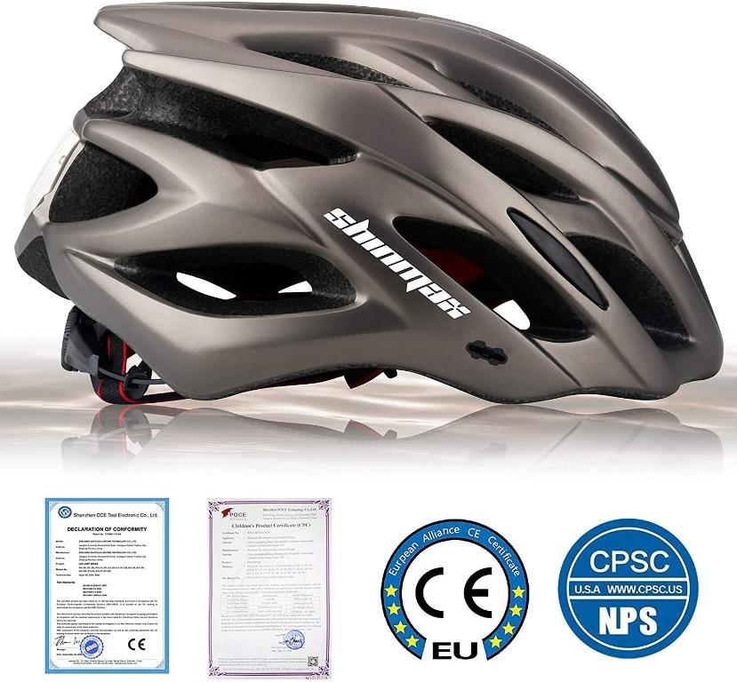 Shinmax Bike Helmet,Bicycle Helmet CPSC/CE Certified Adjustable Size Ultralight Adult Cycling Helmet with Visor&Rear Light &Portable Backpack Specialized Cycling Helmet for Men Women SM-UHD 
