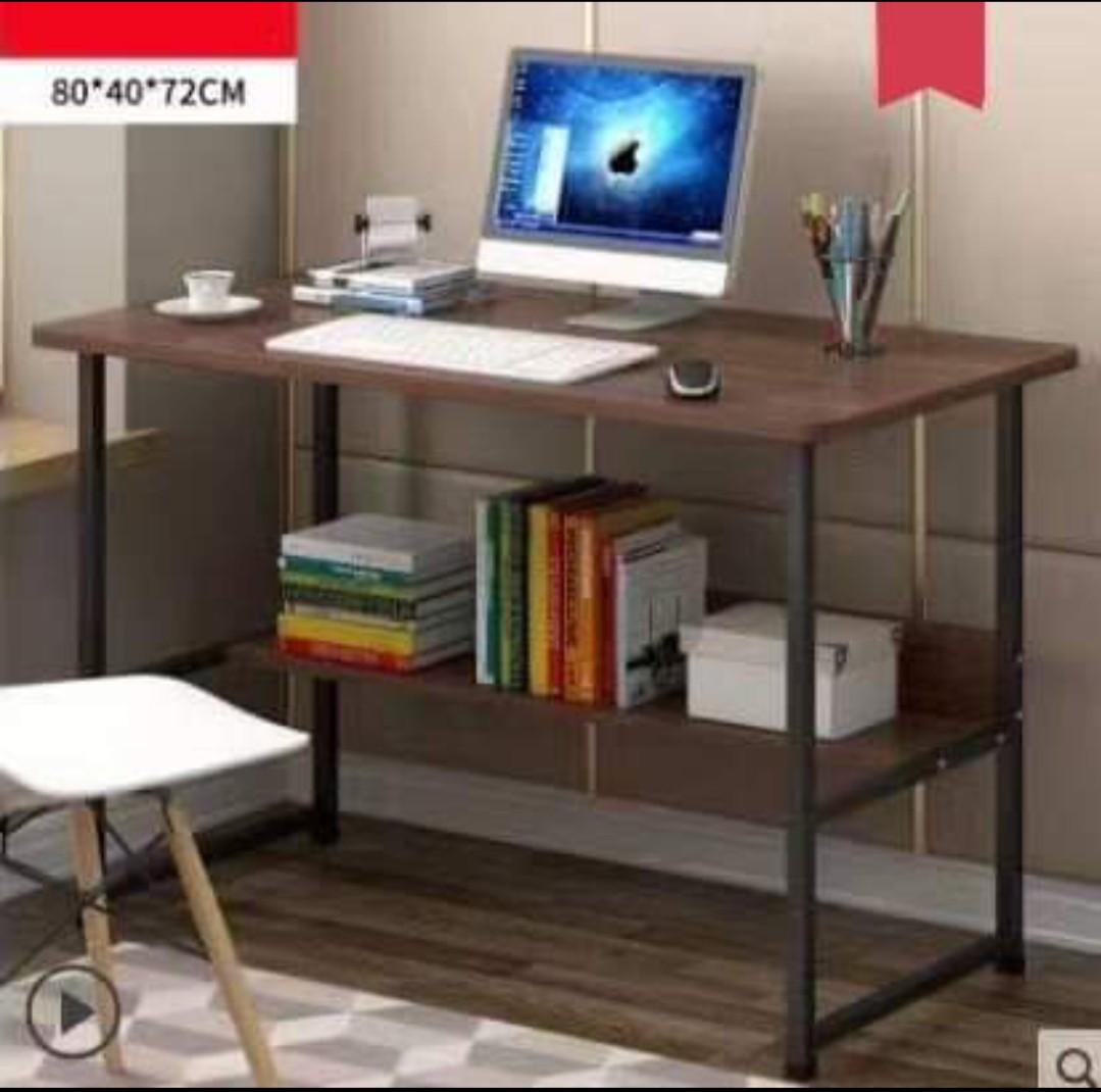 Sale Big Computer Table With Shelves Study Office Home Desk Wooden Long Table Home Furniture Furniture Fixtures Tables Chairs On Carousell