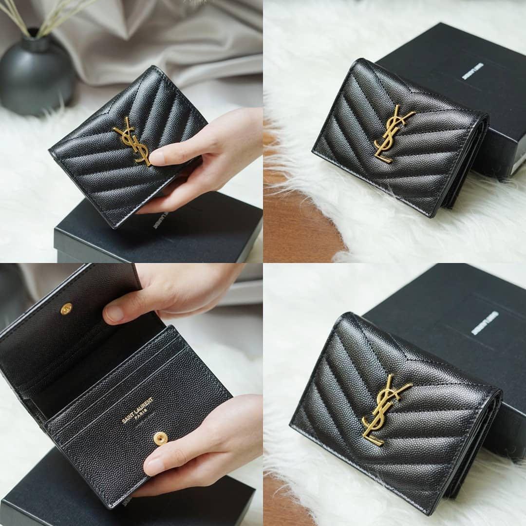 Saint laurent 2025 monogram compact wallet