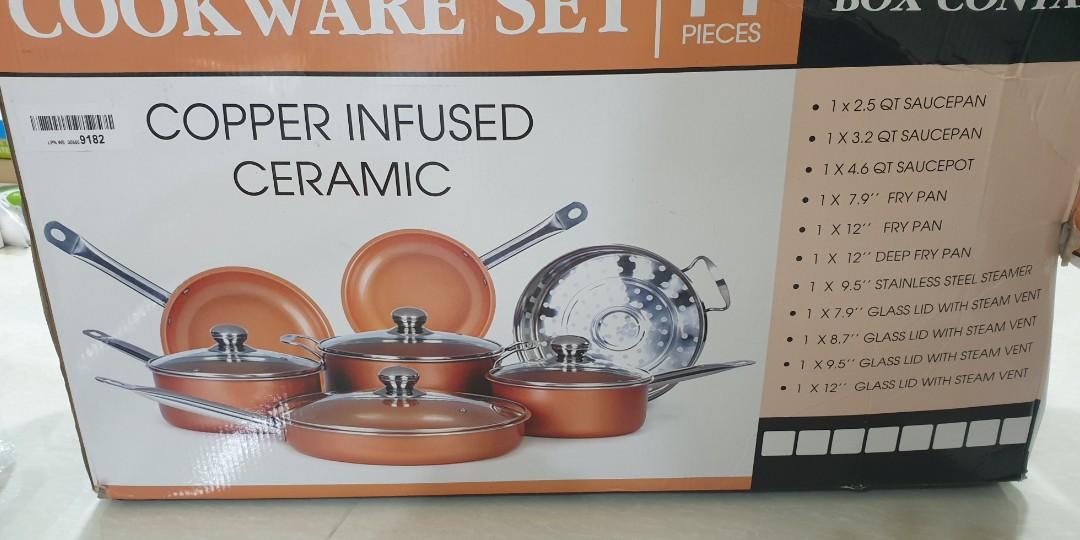 10pc S Set Cookware Non Stick Cookware Set With Induction Pans Ceramic Cookware Set Oven Safe Copper Cookware Set Home Appliances Kitchenware On Carousell Construction is done from a copper material infused with ceramic to give the pieces a desired glossy appearance. carousell