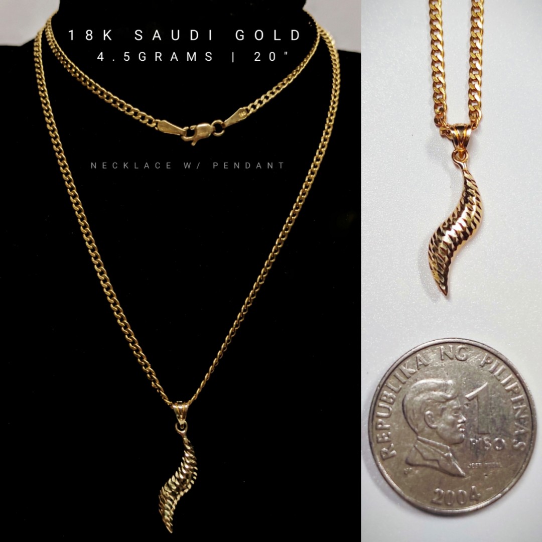 4.5 grams 18K Saudi Gold Necklace with Pendant Women s Fashion