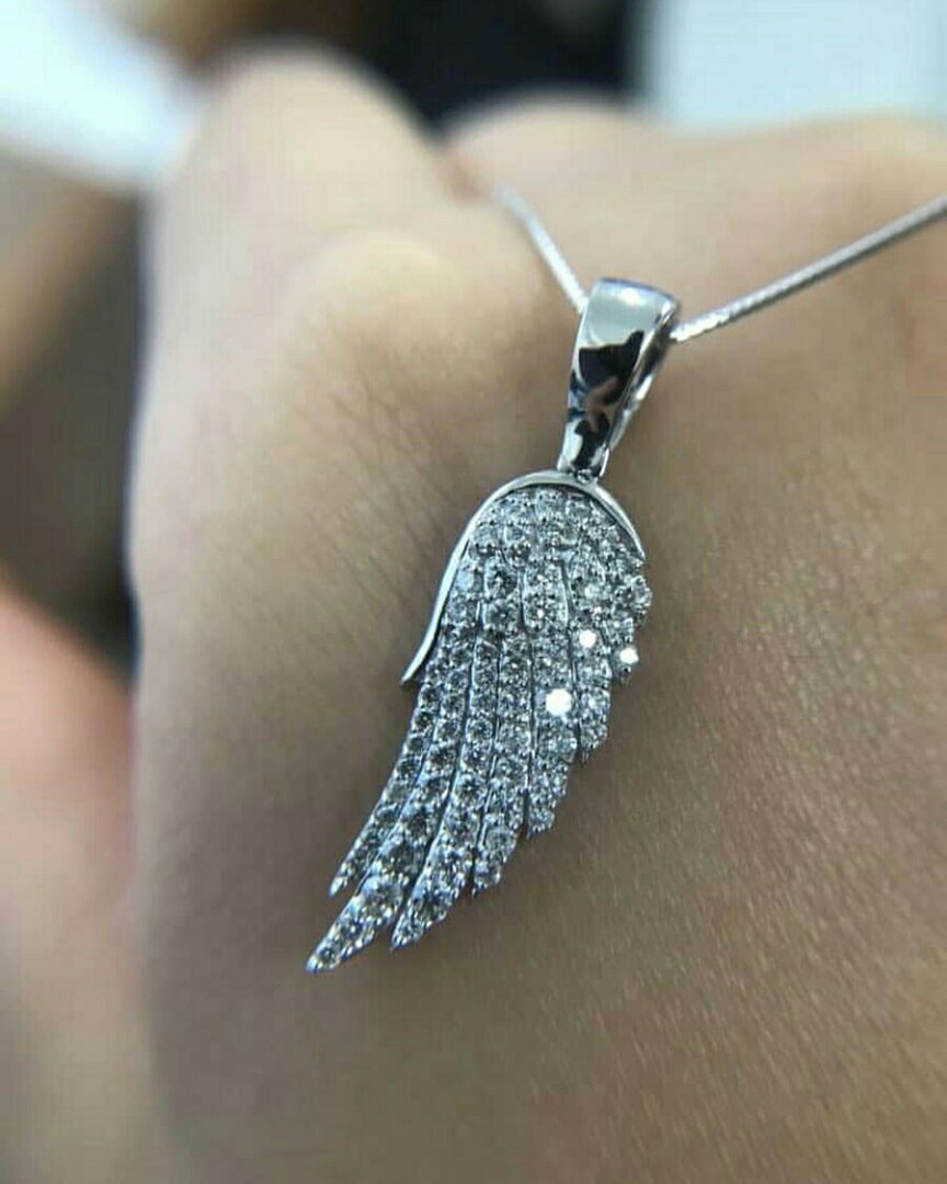 White gold outlet angel wing pendant