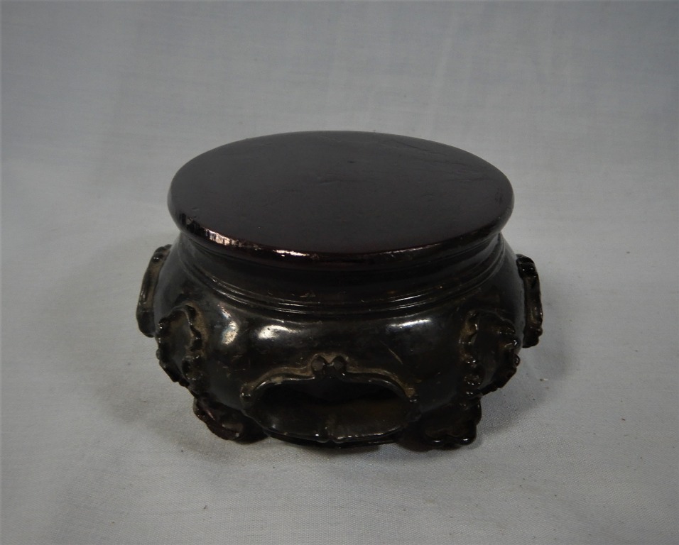 Antique hand carved display wood stand intricate carving circa early