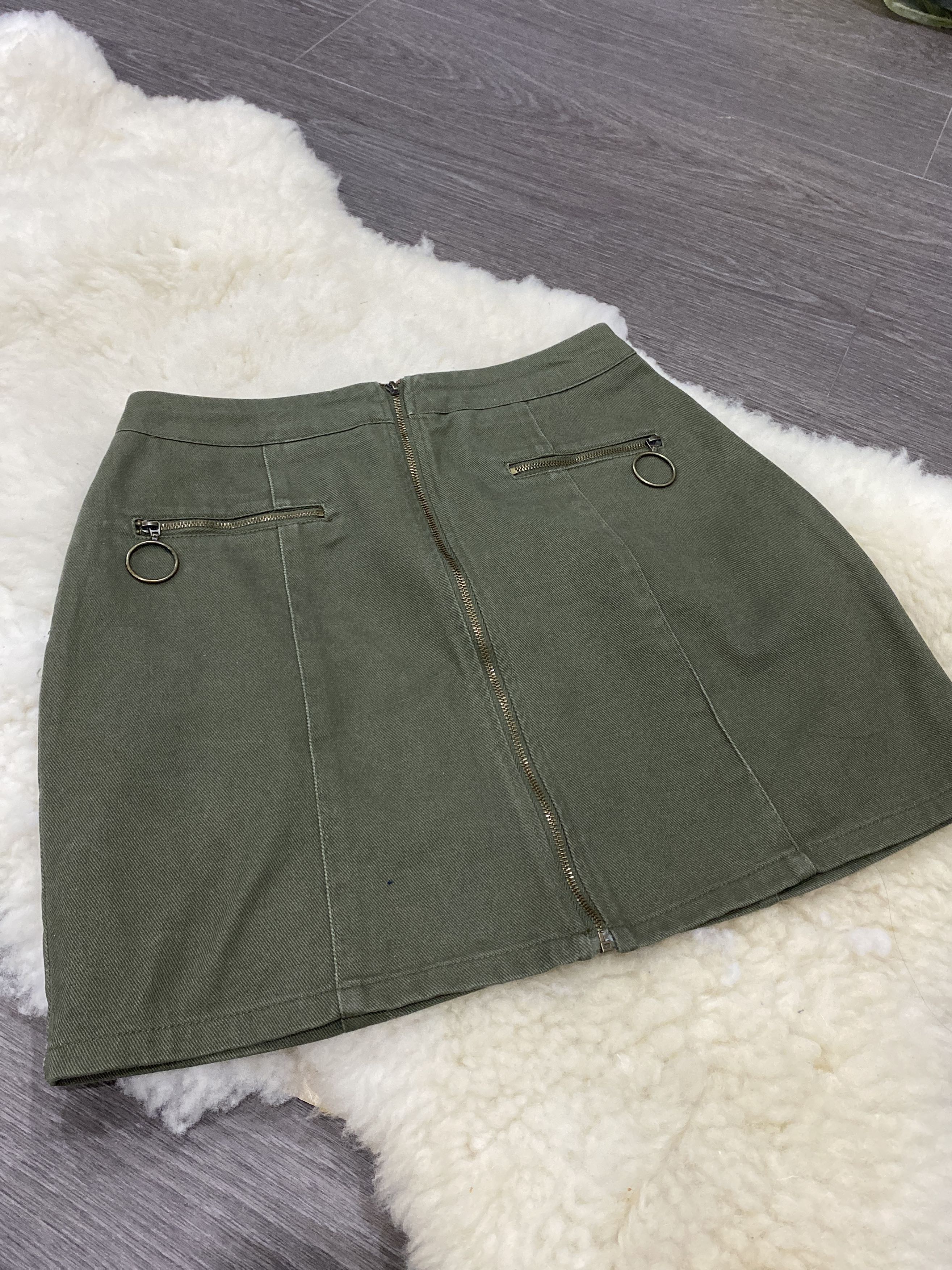 army green denim skirt