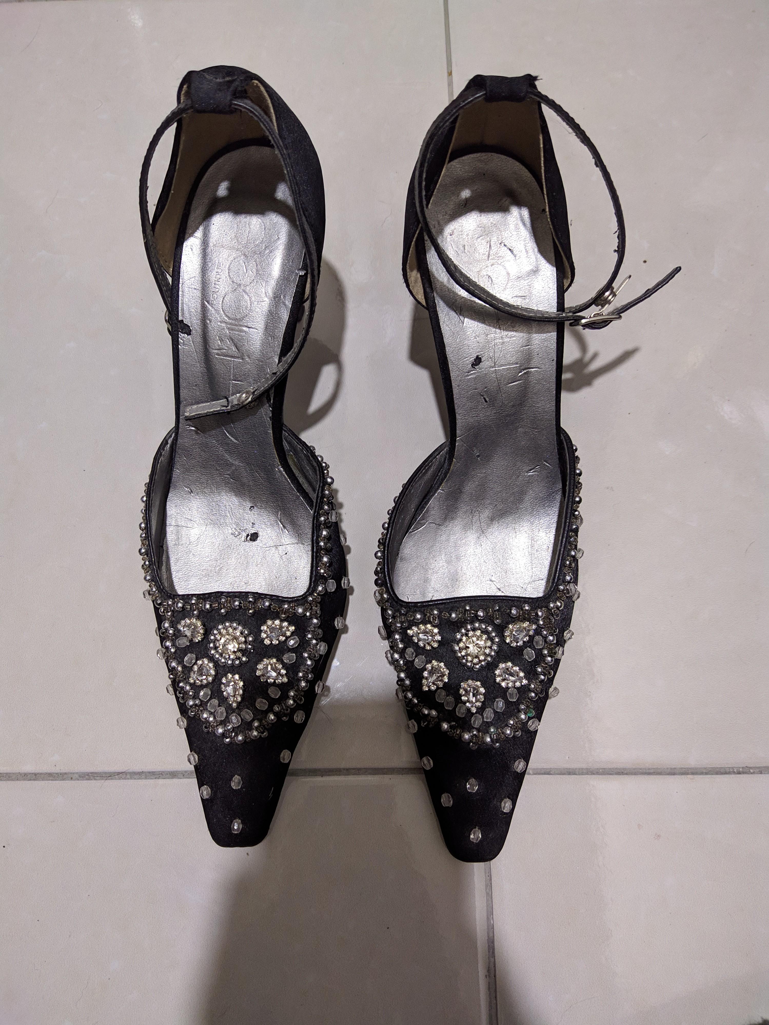 black beaded heels