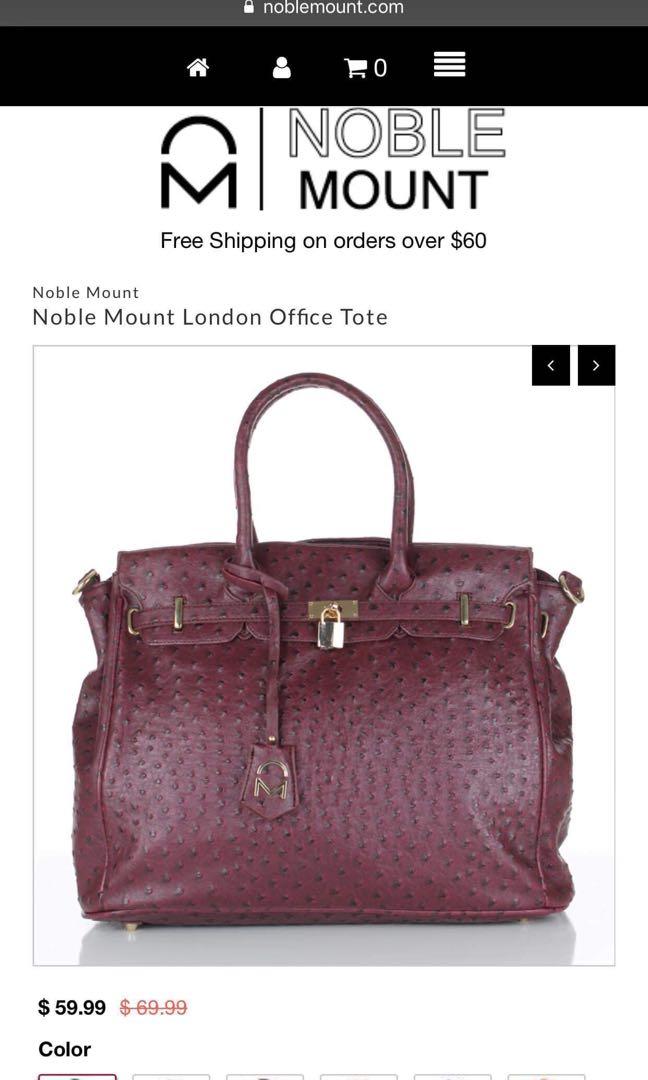 BRAND NEW: Noble Mount Burgundy Ostrich Finish Skin Temira Tote Hand Bag,  Luxury, Bags & Wallets on Carousell