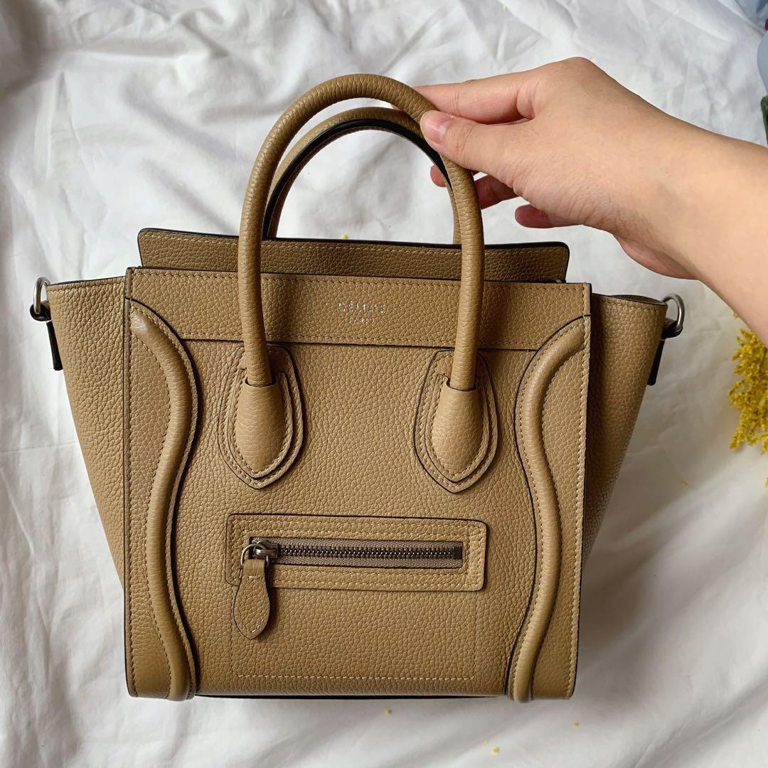 Celine luggage nano in Beige DUNE Drummed Leather authentic