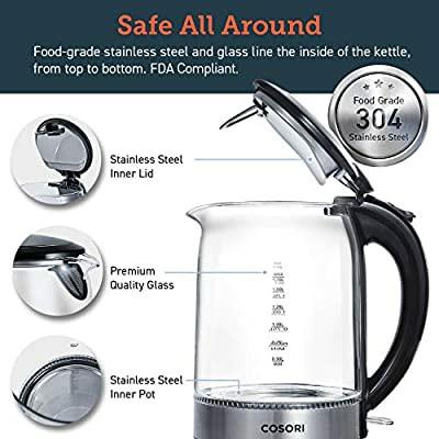 COSORI Double Wall Electric Kettle with Steel Outer Shell, Two-Level Lid,  304 St