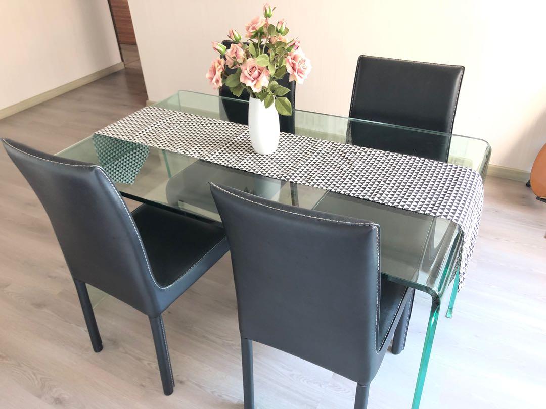 Rare Unique Full Glass Dining Table 4 Chairs Rare Unique Full Glass Dining Table 4 Chairs