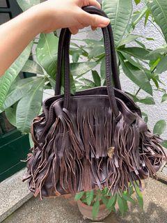 Furla Brown Fringe leather hand bag