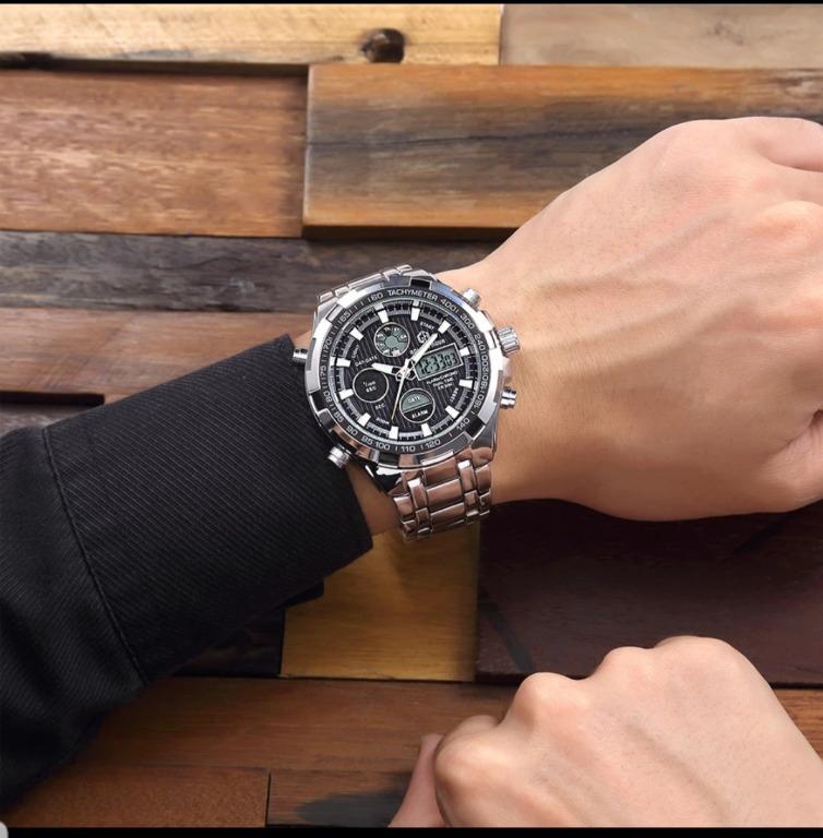 GOLDENHOUR Luxury Brand Waterproof Military Sport Watches Men