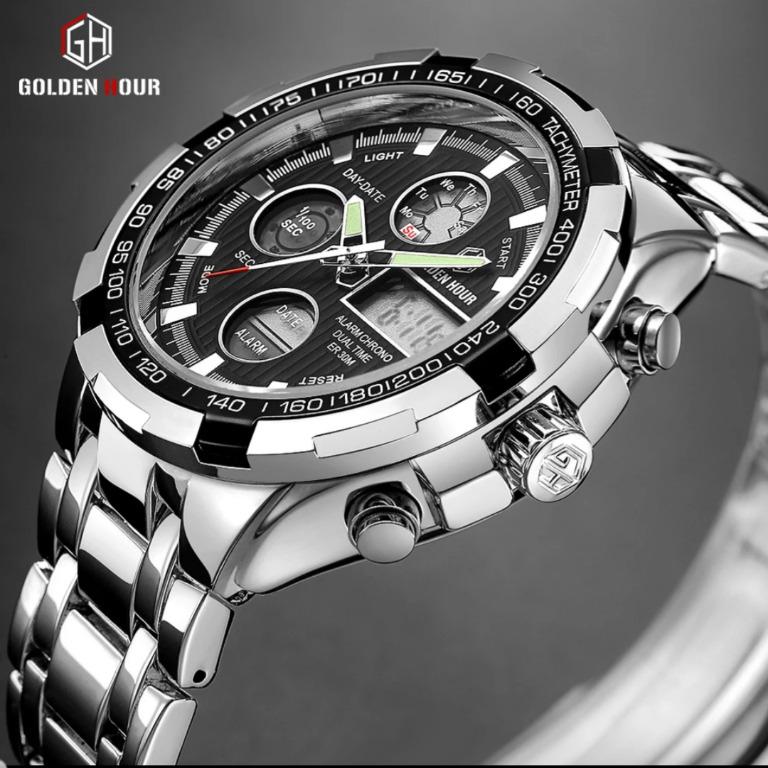 GOLDENHOUR Luxury Brand Waterproof Military Sport Watches Men