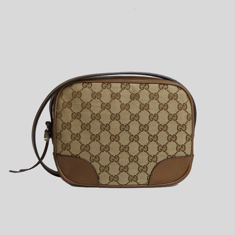 Gucci Brown/Beige GG Canvas and Leather Bree Foldover Bag Gucci