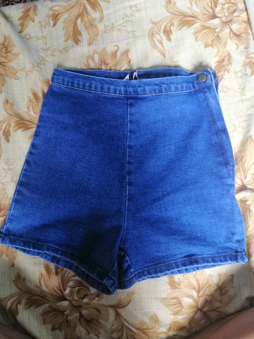 high waist maong shorts