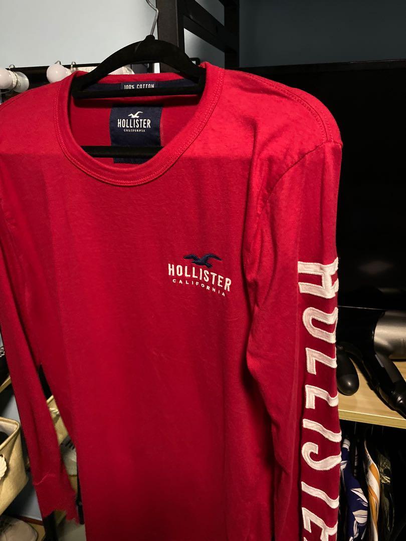 Hollister red long sleeve cheap