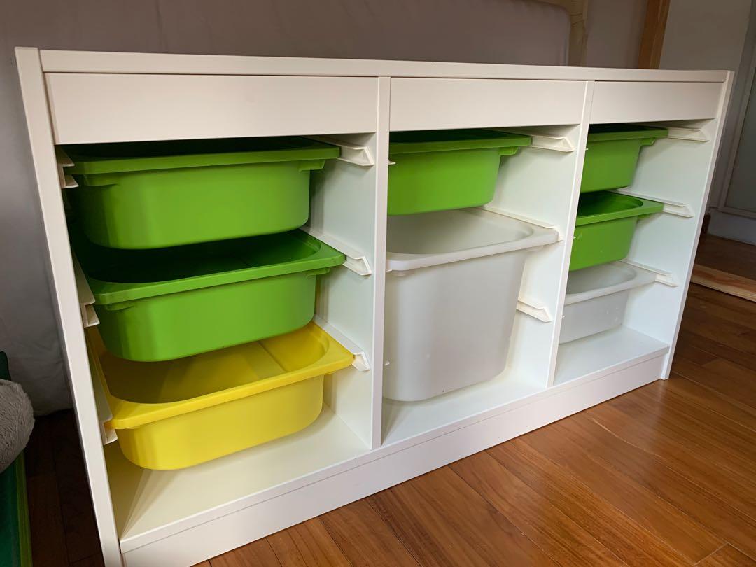 TROFAST Storage combination with boxes, white/green, 39x173/8x22 - IKEA