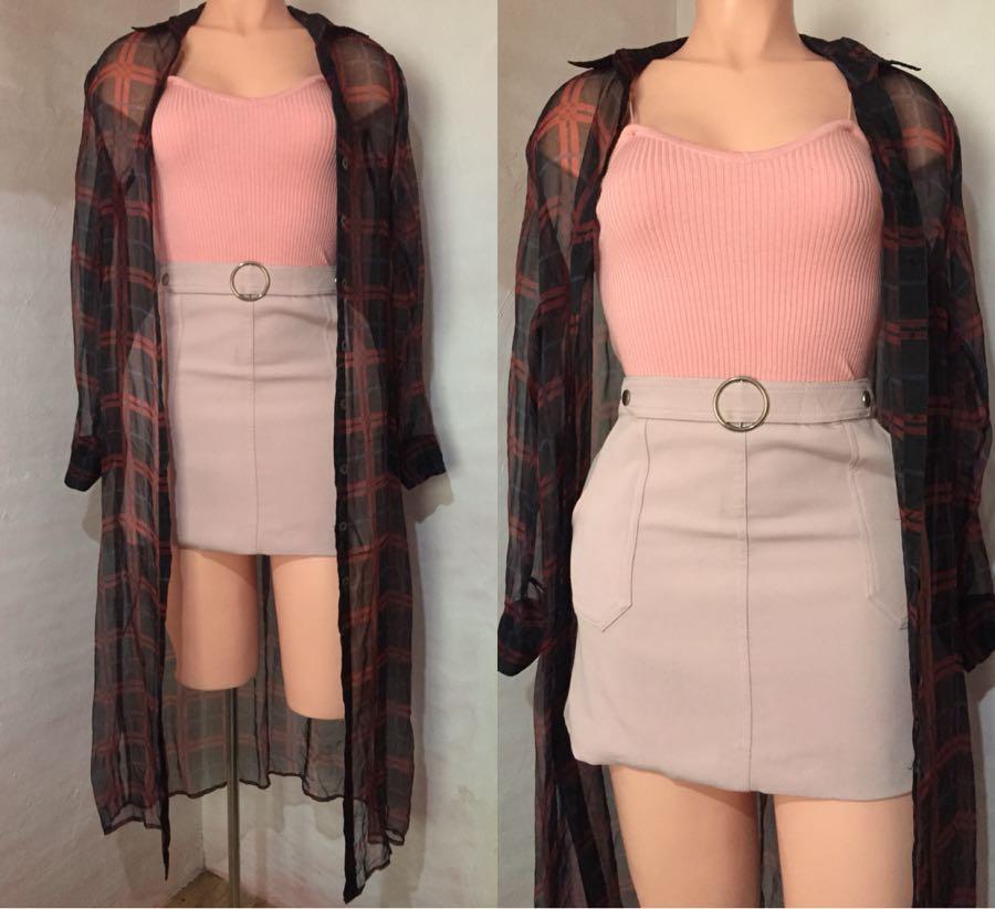 Knit Sleeveless Top Buckle Old Rose Skirt Women S Fashion Clothes Dresses Skirts On Carousell