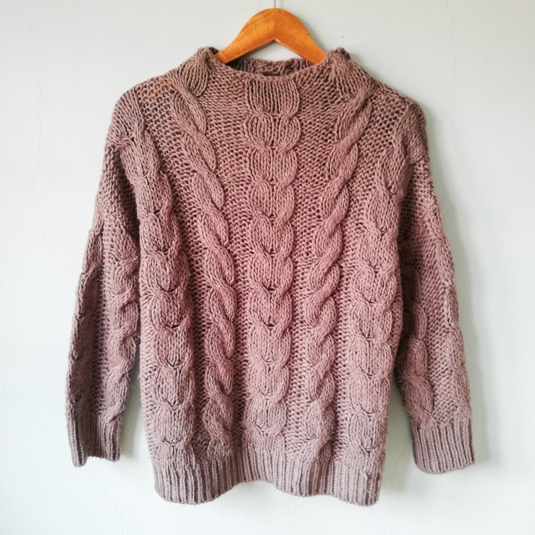 Knitwear Murah Grey Thick Braided Knitwear Wool Top Women S Fashion Clothes Tops On Carousell