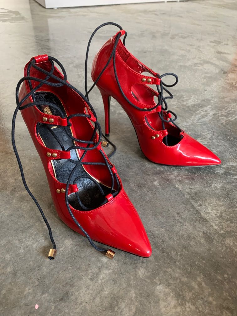 Red carvela heels online
