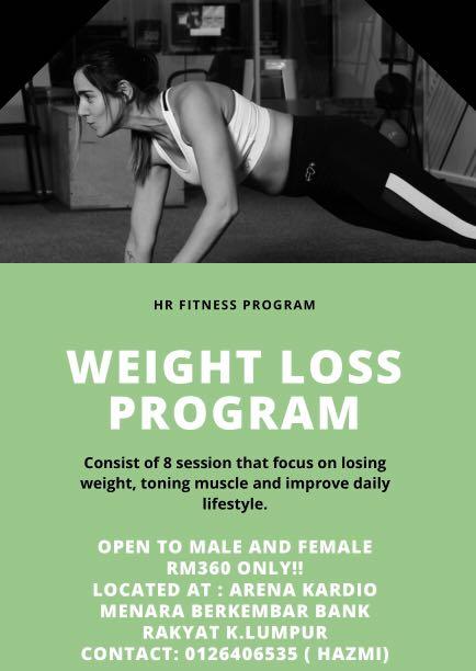 Loss Weight Program (Category: Activewear) located in Hulu Langat. Submitted by mhritems (Listing ID 1028629418, Image 1). Description: Come and join us now! Loss weight program. Consist of 8 session that are expired in 2 month. 8 session full of sweating, buring calories, burning fat, increase muscle! .