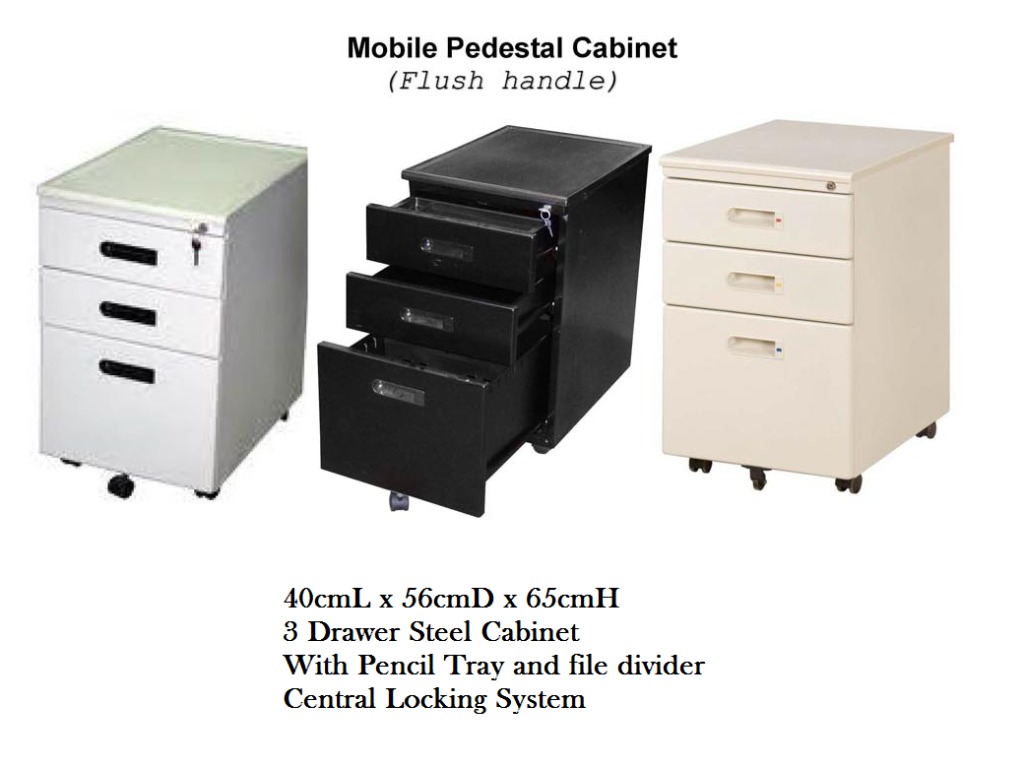 Mobile pedestal cabinet-3 drawer steel cabinet